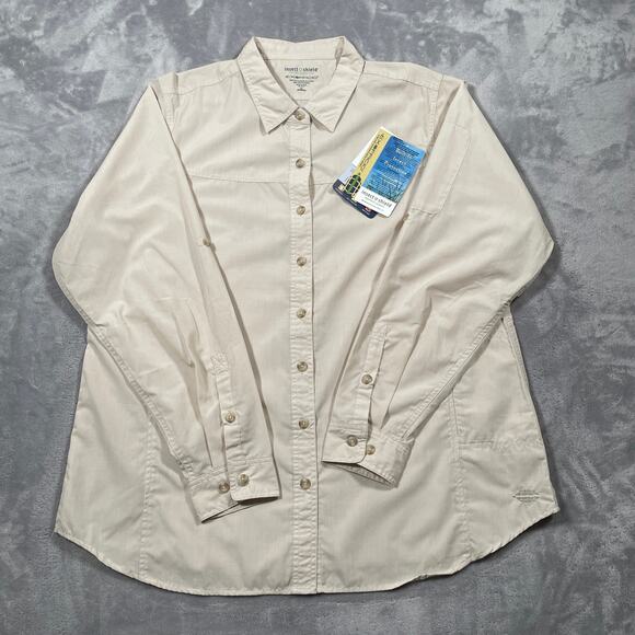 Exofficio Tops - Exofficio Shirt Womens XL Beige Bugsaway Baja Outdoor Vented Hiking Camping